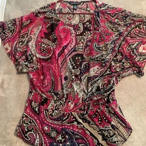 INC International Concepts Pink and Black Wrap Blouse